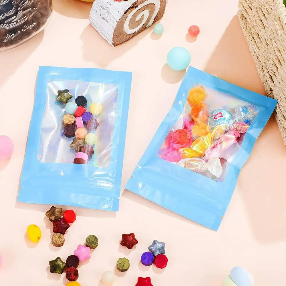 100PCS Laser Thicken Plastic Aluminum Foil Ziper Lock Packaging Bag  Resealable Jewelry Necklace Bracelet Storage Pouch Food Bag