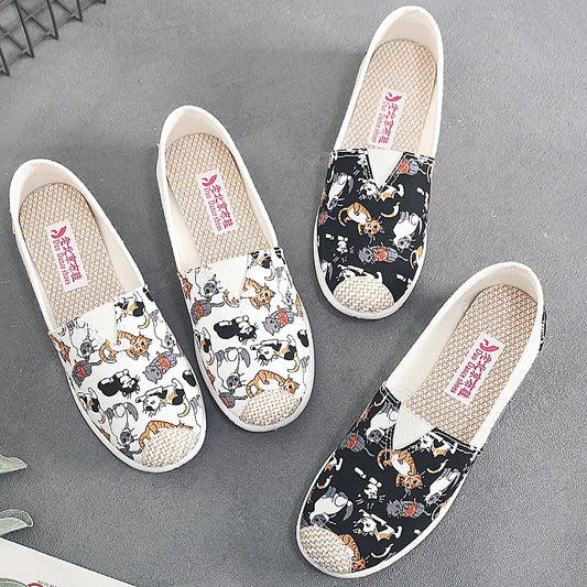 2025 Women's Spring and Autumn New Single Shoes Beijing Cloth Shoes Mom Shoes Low Top Anti Slip Soft Bottom Casual Canvas Shoes