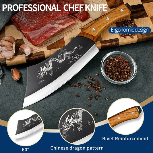 PLYS 8 Inch Kitchen Chopper Sharp Chopping Bones Multi-Purpose Kitchen Knife