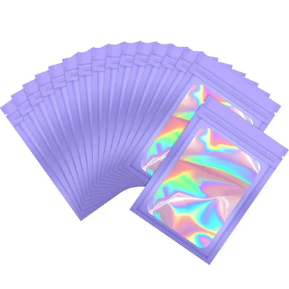 100PCS Laser Thicken Plastic Aluminum Foil Ziper Lock Packaging Bag  Resealable Jewelry Necklace Bracelet Storage Pouch Food Bag